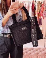 Teddy Black Medium Tote Bag